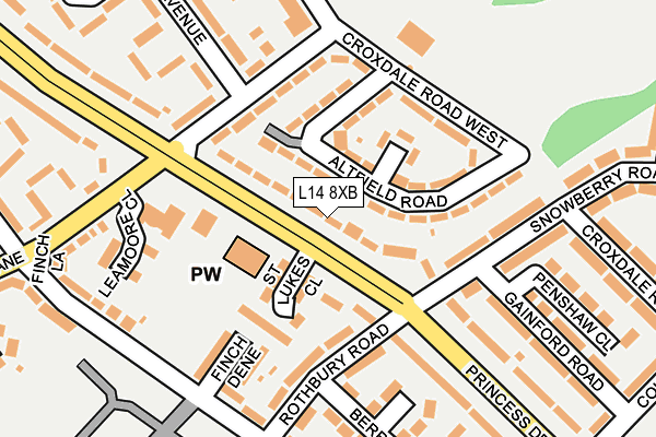 L14 8XB map - OS OpenMap – Local (Ordnance Survey)