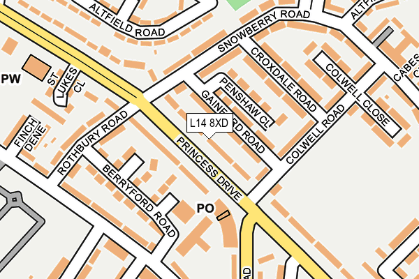 L14 8XD map - OS OpenMap – Local (Ordnance Survey)