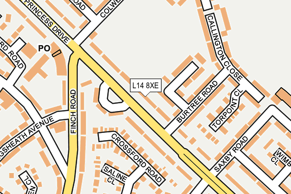 L14 8XE map - OS OpenMap – Local (Ordnance Survey)