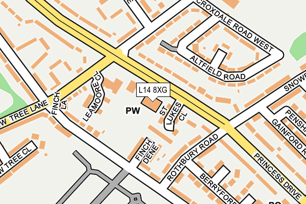 L14 8XG map - OS OpenMap – Local (Ordnance Survey)