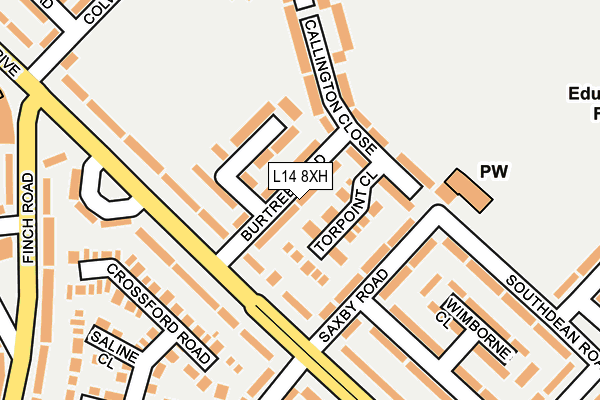 L14 8XH map - OS OpenMap – Local (Ordnance Survey)