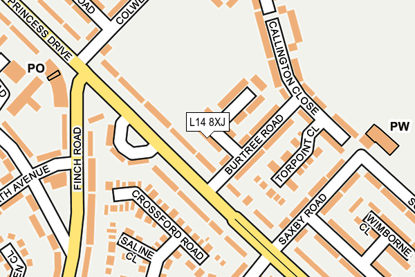 L14 8XJ map - OS OpenMap – Local (Ordnance Survey)