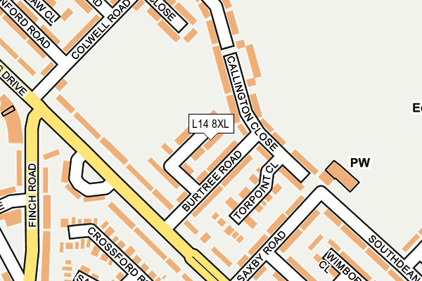 L14 8XL map - OS OpenMap – Local (Ordnance Survey)