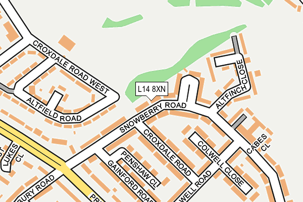 L14 8XN map - OS OpenMap – Local (Ordnance Survey)