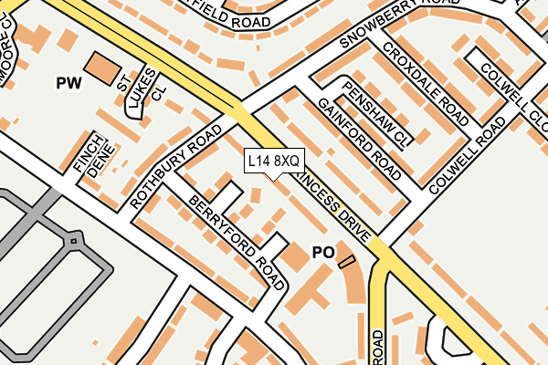 L14 8XQ map - OS OpenMap – Local (Ordnance Survey)