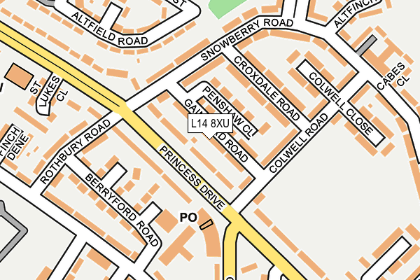 L14 8XU map - OS OpenMap – Local (Ordnance Survey)