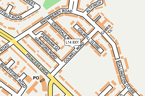 L14 8XY map - OS OpenMap – Local (Ordnance Survey)