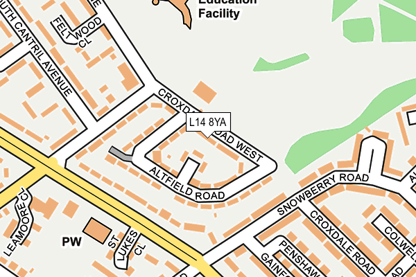 L14 8YA map - OS OpenMap – Local (Ordnance Survey)