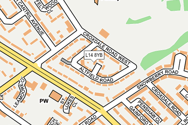 L14 8YB map - OS OpenMap – Local (Ordnance Survey)