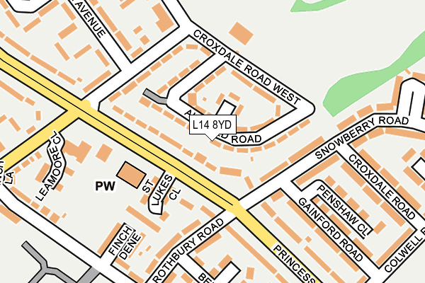 L14 8YD map - OS OpenMap – Local (Ordnance Survey)
