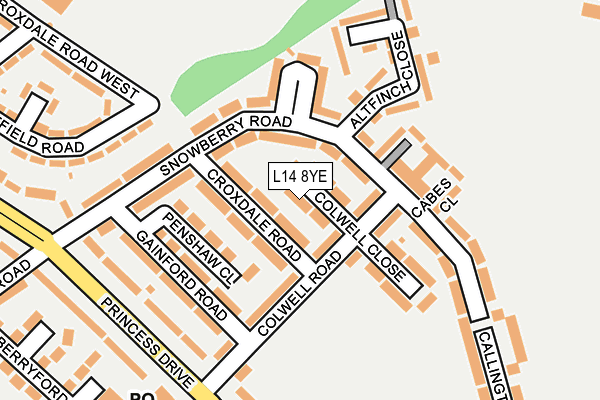 L14 8YE map - OS OpenMap – Local (Ordnance Survey)