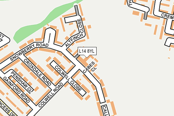 L14 8YL map - OS OpenMap – Local (Ordnance Survey)