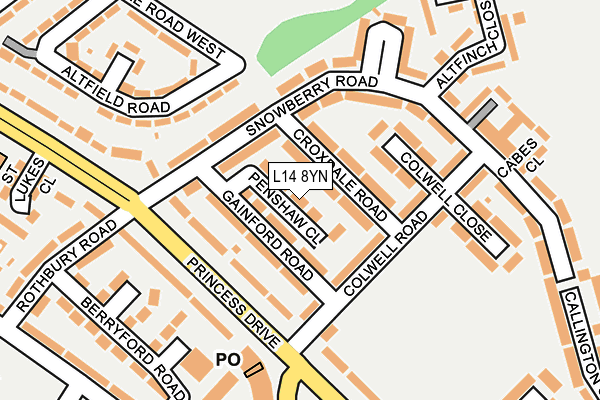 L14 8YN map - OS OpenMap – Local (Ordnance Survey)