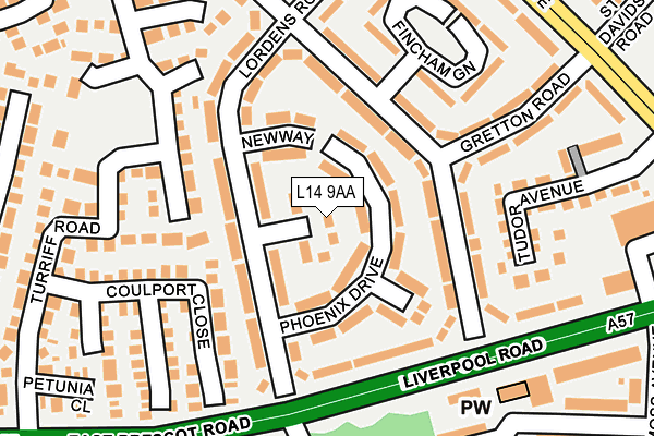 L14 9AA map - OS OpenMap – Local (Ordnance Survey)