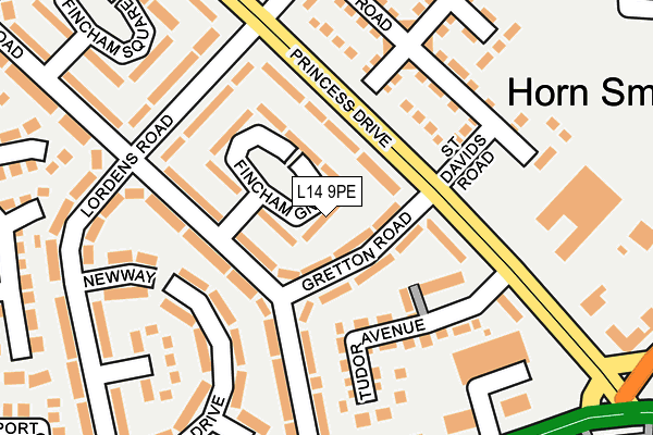 L14 9PE map - OS OpenMap – Local (Ordnance Survey)