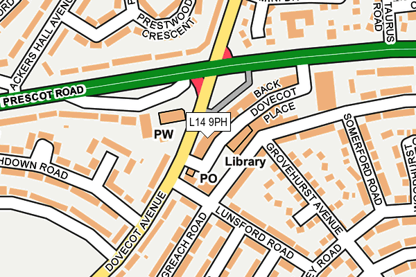 L14 9PH map - OS OpenMap – Local (Ordnance Survey)