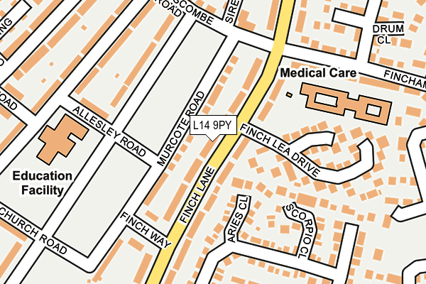 L14 9PY map - OS OpenMap – Local (Ordnance Survey)