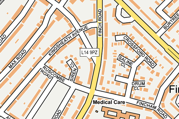 L14 9PZ map - OS OpenMap – Local (Ordnance Survey)