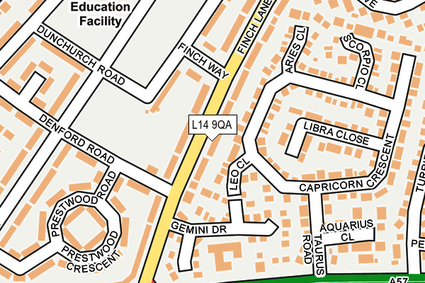 L14 9QA map - OS OpenMap – Local (Ordnance Survey)
