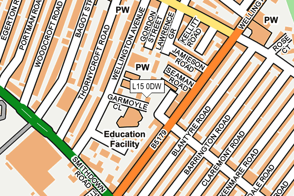 L15 0DW map - OS OpenMap – Local (Ordnance Survey)