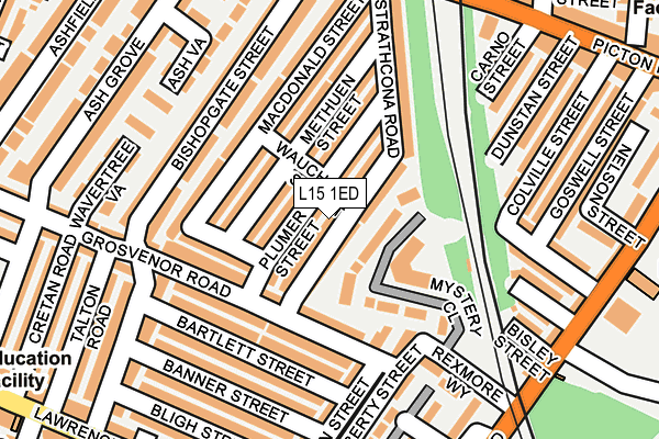 L15 1ED map - OS OpenMap – Local (Ordnance Survey)