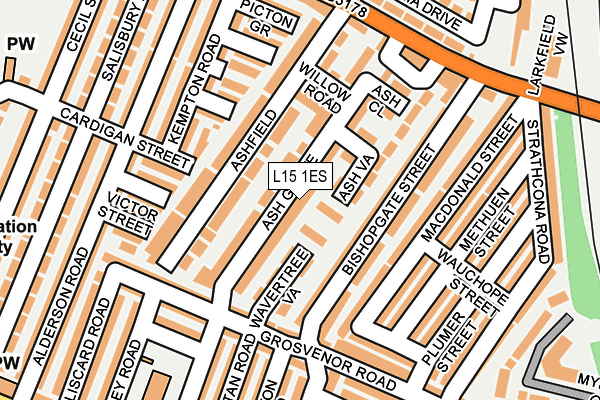 L15 1ES map - OS OpenMap – Local (Ordnance Survey)