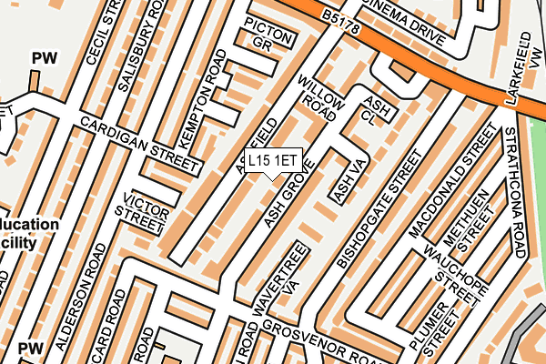 L15 1ET map - OS OpenMap – Local (Ordnance Survey)