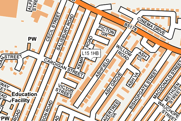 L15 1HB map - OS OpenMap – Local (Ordnance Survey)