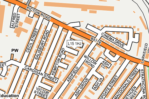 L15 1HJ map - OS OpenMap – Local (Ordnance Survey)