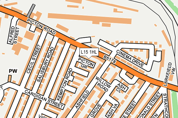 L15 1HL map - OS OpenMap – Local (Ordnance Survey)