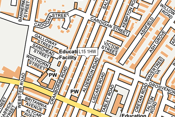 L15 1HW map - OS OpenMap – Local (Ordnance Survey)