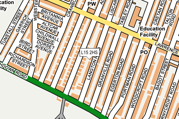 L15 2HS map - OS OpenMap – Local (Ordnance Survey)