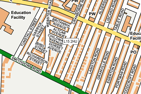 L15 2HU map - OS OpenMap – Local (Ordnance Survey)