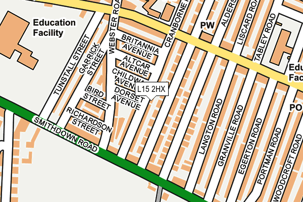 L15 2HX map - OS OpenMap – Local (Ordnance Survey)