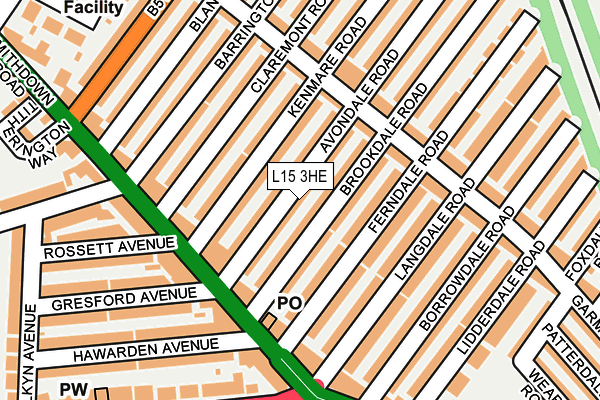 L15 3HE map - OS OpenMap – Local (Ordnance Survey)