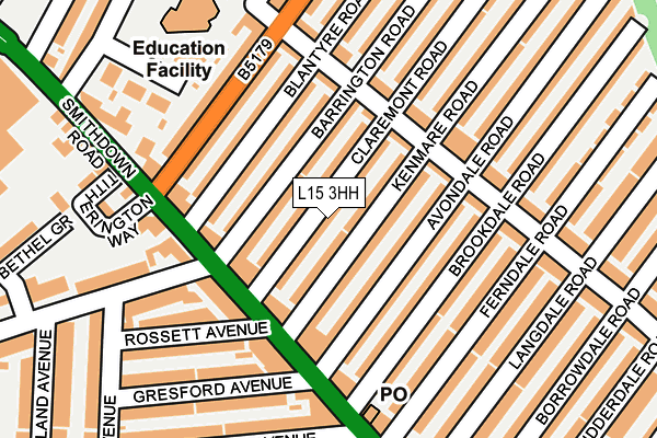 L15 3HH map - OS OpenMap – Local (Ordnance Survey)