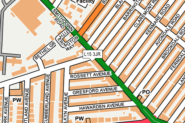 L15 3JR map - OS OpenMap – Local (Ordnance Survey)