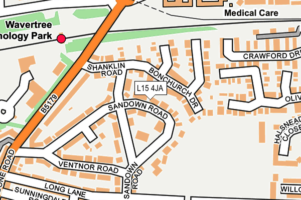 L15 4JA map - OS OpenMap – Local (Ordnance Survey)
