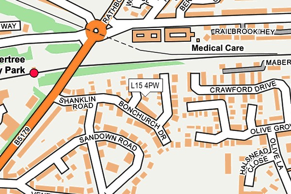 L15 4PW map - OS OpenMap – Local (Ordnance Survey)