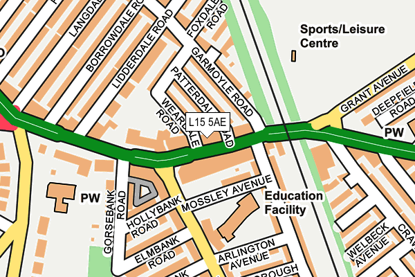 L15 5AE map - OS OpenMap – Local (Ordnance Survey)