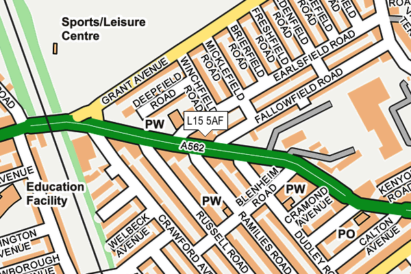 L15 5AF map - OS OpenMap – Local (Ordnance Survey)