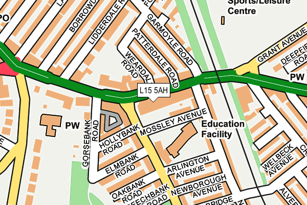 L15 5AH map - OS OpenMap – Local (Ordnance Survey)