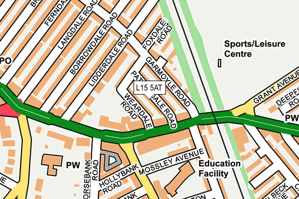 L15 5AT map - OS OpenMap – Local (Ordnance Survey)