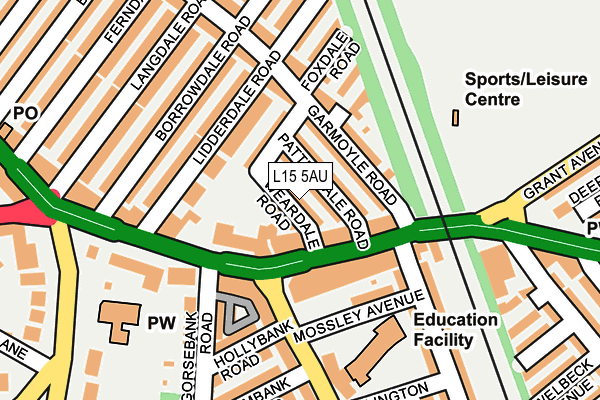 L15 5AU map - OS OpenMap – Local (Ordnance Survey)