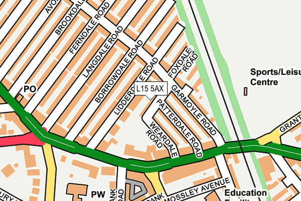 L15 5AX map - OS OpenMap – Local (Ordnance Survey)
