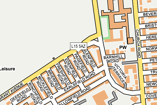 L15 5AZ map - OS OpenMap – Local (Ordnance Survey)