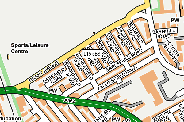L15 5BS map - OS OpenMap – Local (Ordnance Survey)