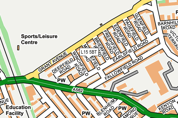 L15 5BT map - OS OpenMap – Local (Ordnance Survey)