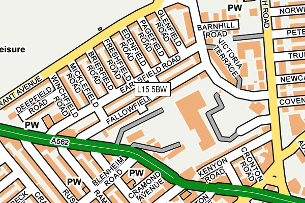 L15 5BW map - OS OpenMap – Local (Ordnance Survey)