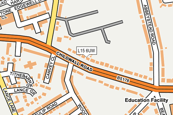 L15 6UW map - OS OpenMap – Local (Ordnance Survey)